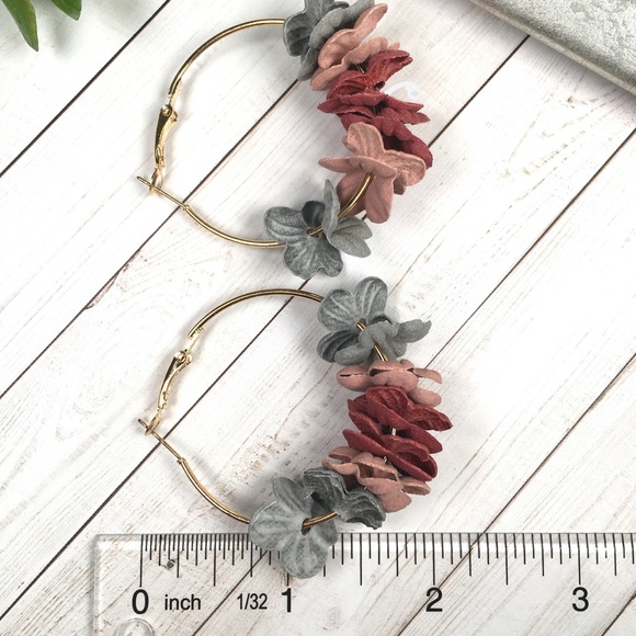 Multicolored Flower Petal Hoop Earrings - Picture 3 of 4